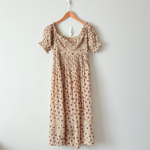 Free People Women's Bali Juniper Floral Print Ruffled Midi Dress Size 2 - Picture 7 of 11